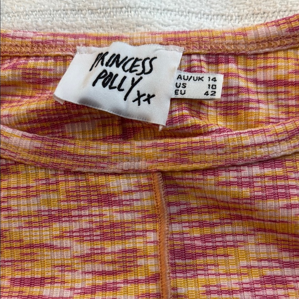 Princess Polly Rae Pink & Orange Crop Top - sz US 10 - Picture 4 of 5